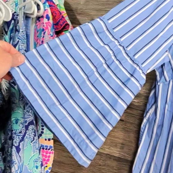 White House Black Market Blue Striped Blouse - Picture 8 of 10